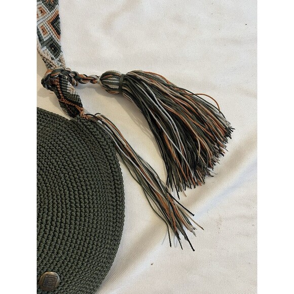 Nativo Macrame Crochet Round Crossbody Handbag Aztec Strap Southwest Fringe - Picture 4 of 11